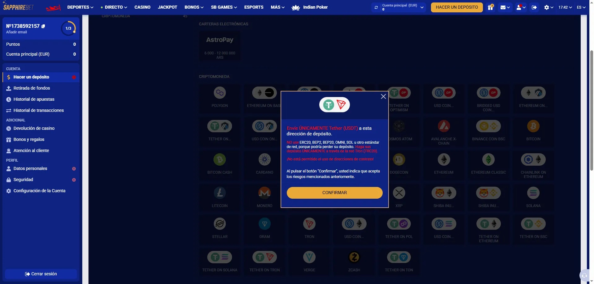 M&eacute;todos de pago SapphireBet Argentina &mdash; dep&oacute;sitos y retiros
