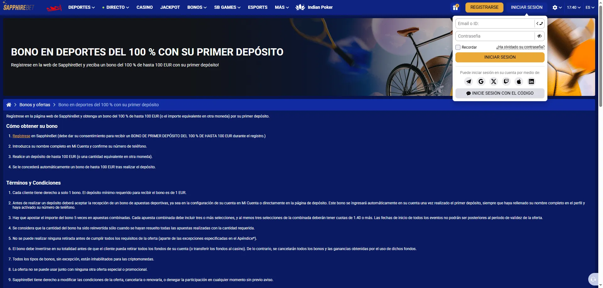 SapphireBet login Argentina &mdash; acceso a la cuenta del casino